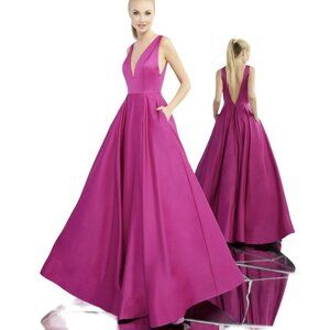 Mac Duggal Fuchsia Pockets Maxi Dress Formal Ball Gown Sz 4 NWT